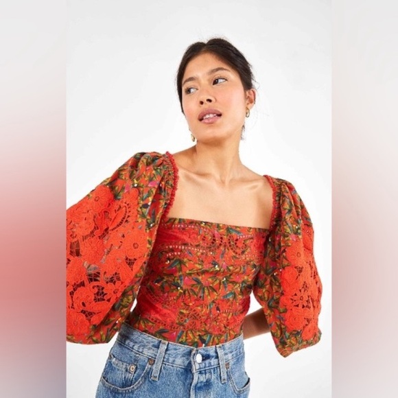 Farm Rio Tucano Paradise Lace Blouse. Size xs. Perfect condition. - Picture 1 of 5